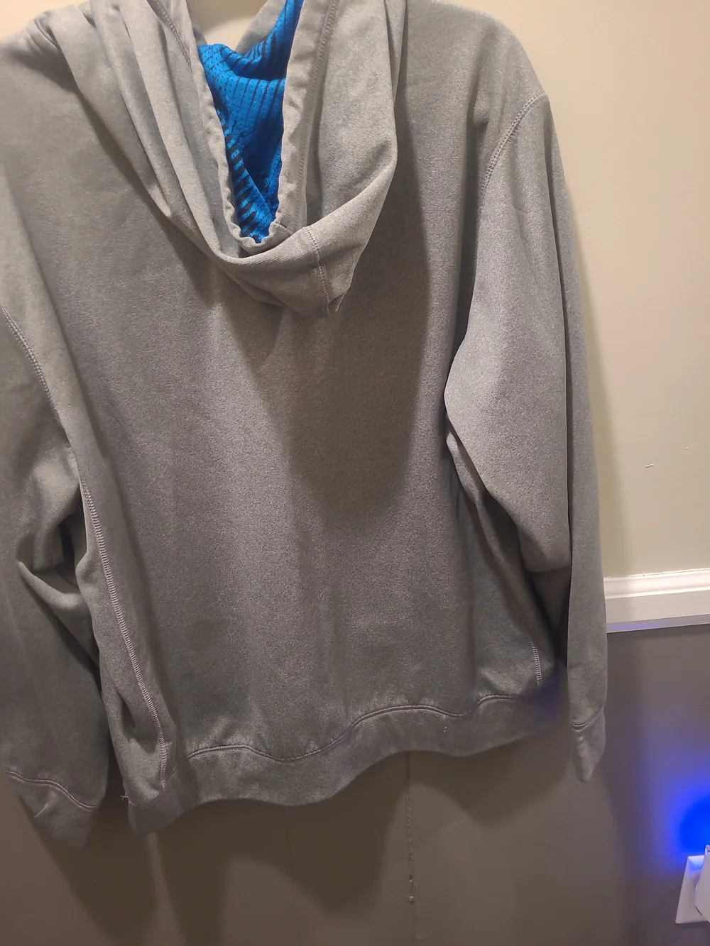 Nike Mens Hoodie Therma-FIT Pullover Gray Blue XL Swoosh Graphic Sweatshirt